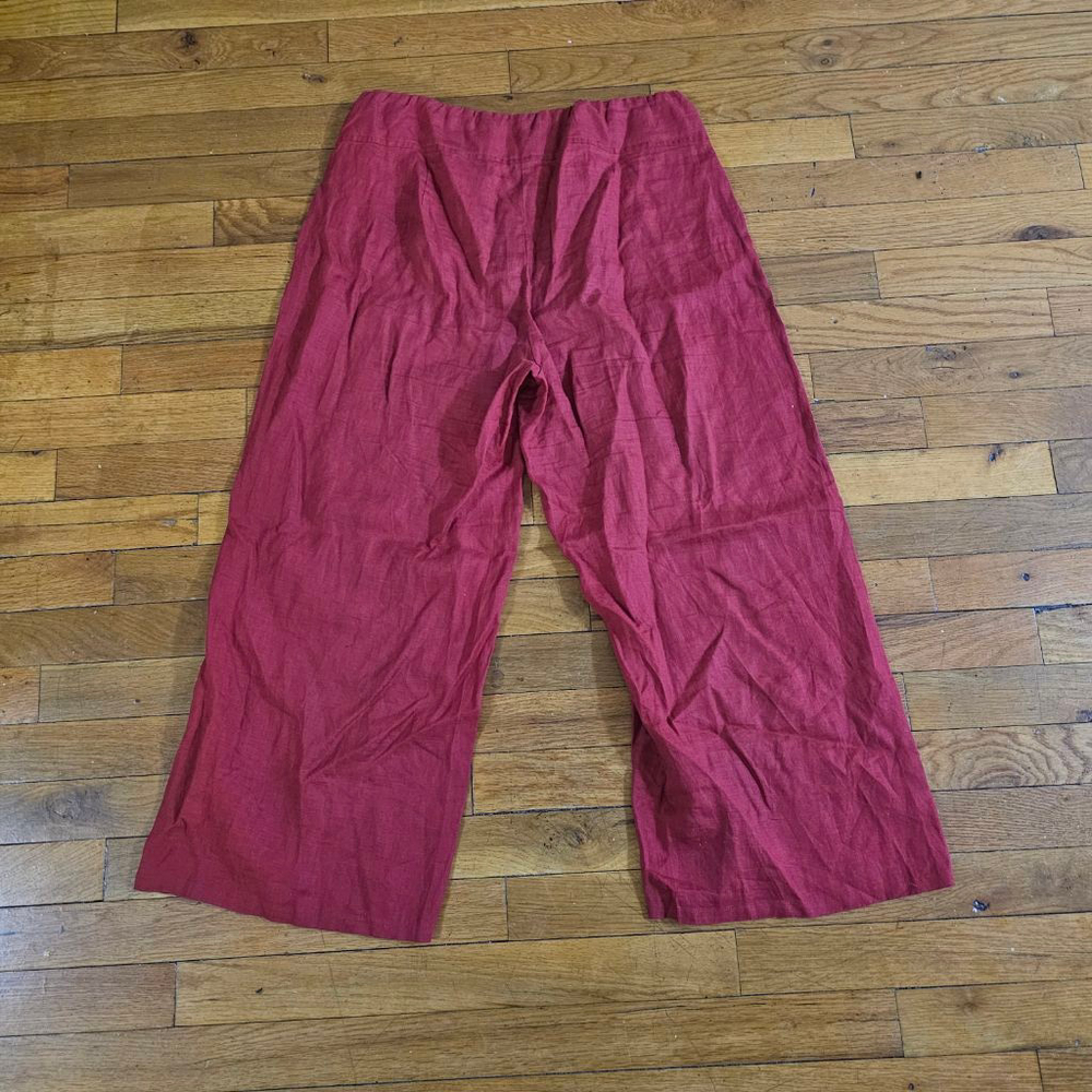 Eileen Fisher Petite Red Organic Linen Wide Leg Pants SP - Picture 6 of 8